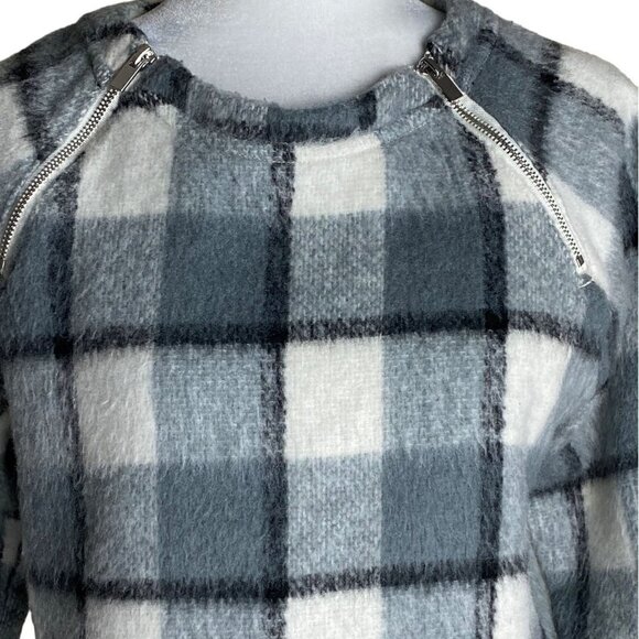 Abercrombie & Fitch Sweater Gray Plaid Wool-blend Trendy Fuzzy Women's Sz Sm - Picture 4 of 10